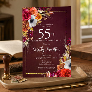 Überraschungsparty 55. Geburtstag Burgunder Herbst Einladung