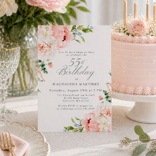 Überraschungsparty 55. Geburtstag Feminine Rosa Bl Einladung