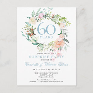 Überraschungsparty 60. Jubiläum Rosen Floral Ankündigungspostkarte