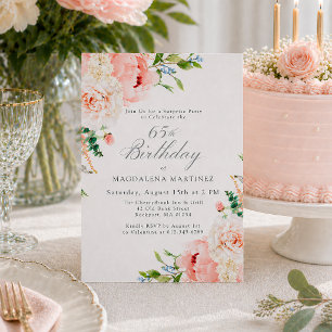 Überraschungsparty 65. Geburtstag Feminine Rosa Bl Einladung