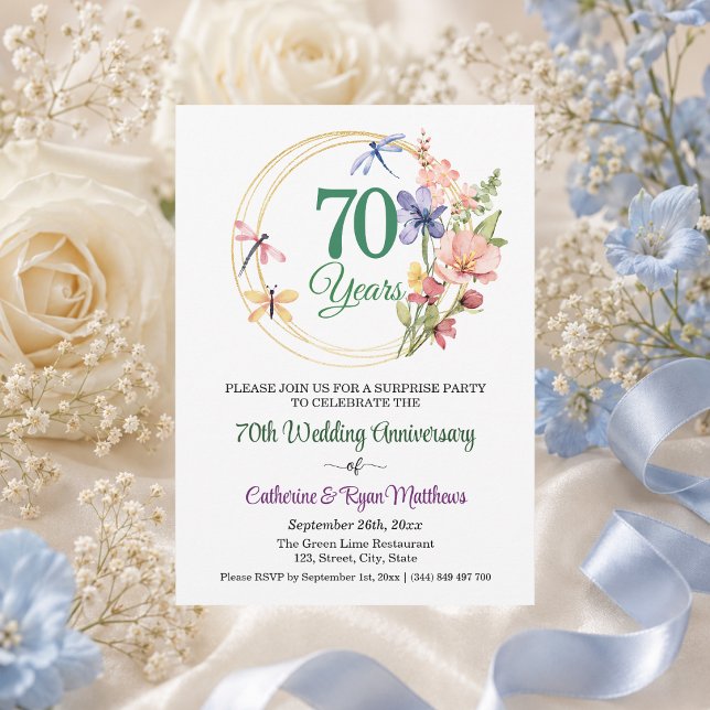 Überraschungsparty 70. Hochzeitstag Blumen Einladung (Von Creator hochgeladen)