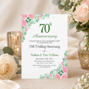 Überraschungsparty 70. Hochzeitstag Rosen Einladung