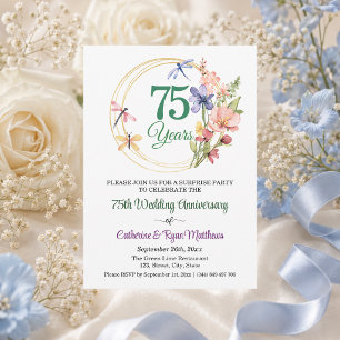 Überraschungsparty 75. Hochzeitstag Blumen Einladung