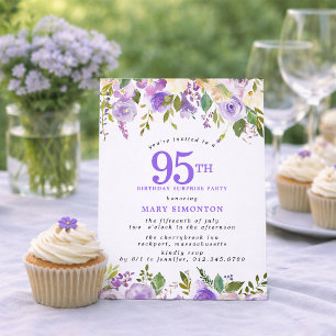 ÜBERRASCHUNGSPARTY 95. Geburtstag Hübsche Lila Blu Einladung