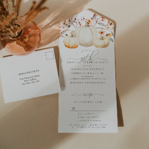 Überraschungsparty 95. Geburtstag Kürbis Herbstlau All In One Einladung