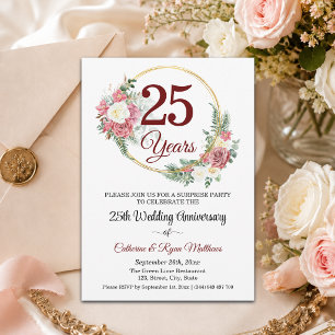 Überraschungsparty Blumen zum 25. Hochzeitstag Einladung