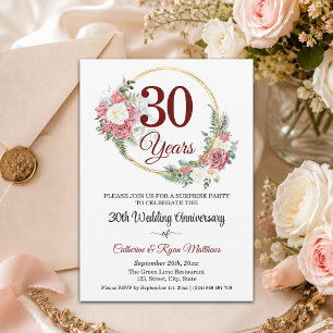 Überraschungsparty Blumen zum 30. Hochzeitstag Einladung