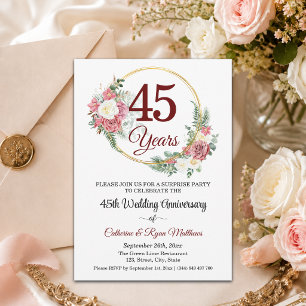 Überraschungsparty Blumen zum 45. Hochzeitstag Einladung