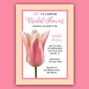 Überraschungsparty Brautdusche Blumen Rosa Tulpen Einladung