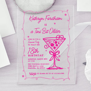 Überraschungsparty Pink Doodle Martini 18. Geburts Acryleinladungen