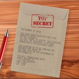 Überraschungsparty Top Secret Special Agent Spion Einladung