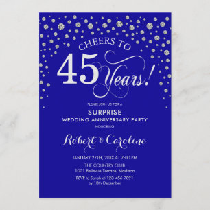 Überraschungsparty zum 45. Jubiläum - Saphirblau Einladung