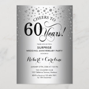 Überraschungsparty zum 60. Hochzeitstag - Silber S Einladung
