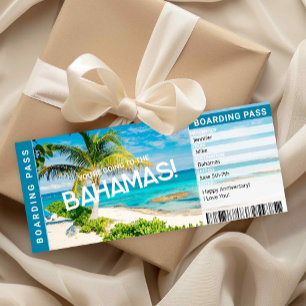 Überraschungsreise Bahamas Bordkarte Geschenkkarte Einladung