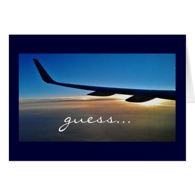 Überraschungsreise: Flugzeug und Sonnenaufgang (Vorderseite (Horizontal))