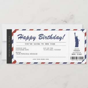 Überraschungsreise New York Flugticket Einladung