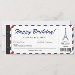 Überraschungsreise Paris Bordkarte Urlaubsticket Einladung