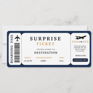 Überraschungsreise-Ticket  Flugreise-Boardingpass Einladung