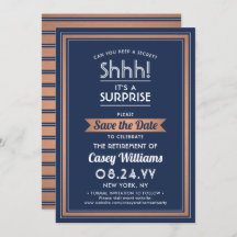 Überraschungsruhestand Party Navy Blue White & Cop