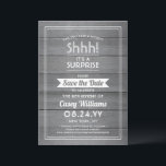 Überraschungsruhestand Party Rustikales Graues Imi Save The Date<br><div class="desc">Kannst du ein Geheimnis behalten haben? Laden Sie Kollegen, Mitarbeiter, Familie und Freunde zu einer eleganten und aufregenden Überraschungsfeier mit maßgeschneiderten Grauholz Save the Date Party Einladungen ein. Alle Formulierungen auf dieser Vorlage ist einfach zu personalisieren, einschließlich der Nachricht, dass "Shhh! Es ist ÜBERRASCHEND." Das Design besticht durch eine moderne...</div>