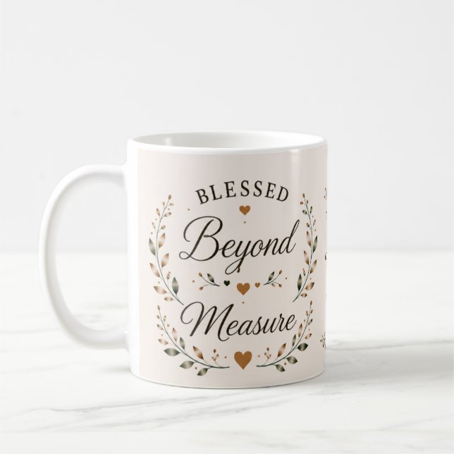 Überreich gesegnet | Inspirierende Kaffeetasse (Links)