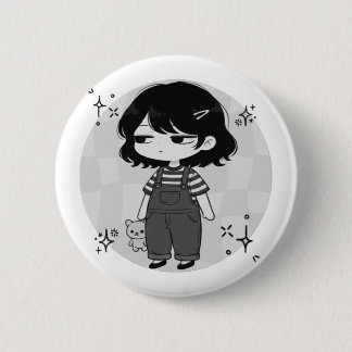 Überreizte ästhetische Chibi-Mädchen-Illustration Button