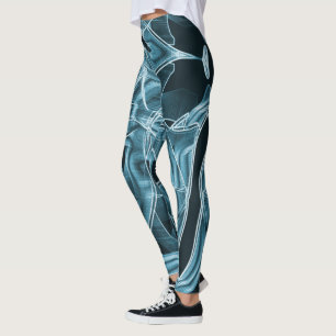 Überschneidende Kurven wie Band, blaues Neonrelief Leggings
