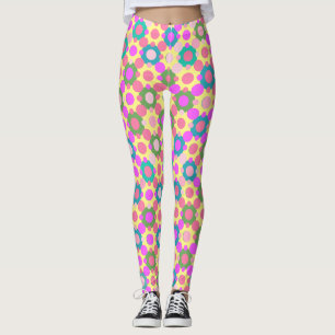 Überschneidende Polka-Punkte in Rosa und Grün L Ge Leggings