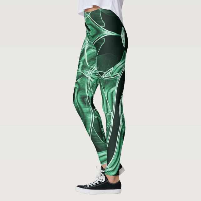 Überschneidungen und Kreuzungen von grünen Acrylat Leggings (Links)