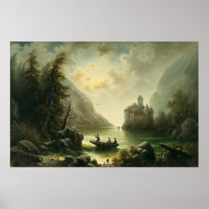 Überschreiten in einer mondbeschienenen Nacht – Al Poster