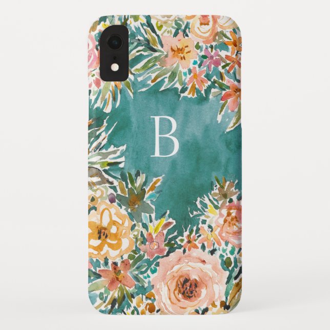 ÜBERSCHWÄNGLICHKEIT üppiges Blumenmonogramm Case-Mate iPhone Hülle (Rückseite)
