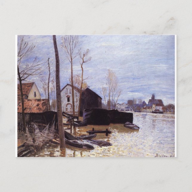 Überschwemmungen in Moret von Alfred Sisley Postkarte (Vorderseite)