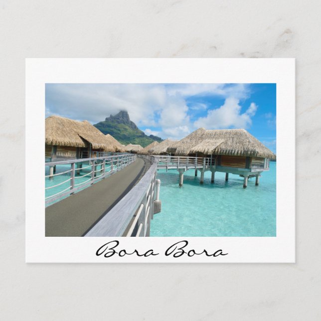 Überseebad Bora Bora weiße Postkarte (Vorderseite)