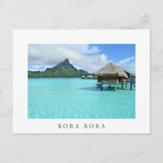 Überseebad Bora Bora weiße Postkarte (Vorderseite)