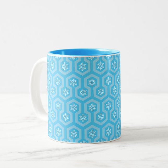 Übersehen des Snowflake-Designs Zweifarbige Tasse (Vorderseite Links)