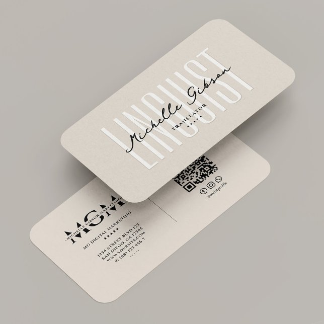 Übersetzer für berufliche Dolmetscher Visitenkarte (Professional Linguist Interpreter Translator Sand Business Card
)