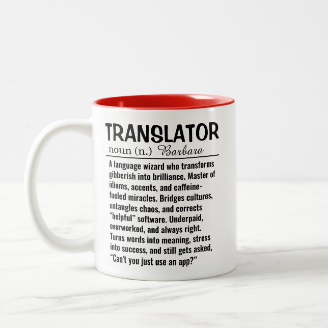 Übersetzer Zweifarbige Tasse (Links)
