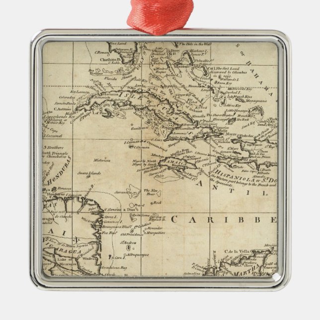 Übersicht der Westindien 2 Silbernes Ornament (Vorne)