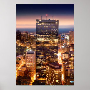 Übersicht über Boston nachts Poster