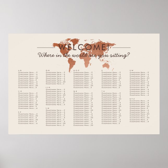 Übersicht über das Thema "Kupfer World Map" Poster (Vorne)