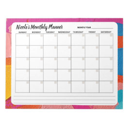 Übersicht über den mehrfarbigen Abstrakten Monatsk Notizblock