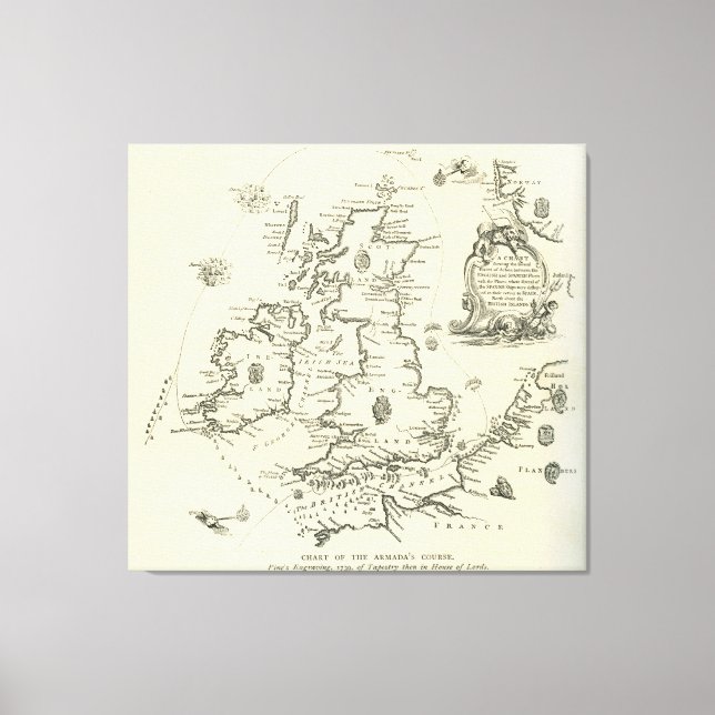 Übersicht über den Verlauf der spanischen Armada Leinwanddruck (Vorderseite)