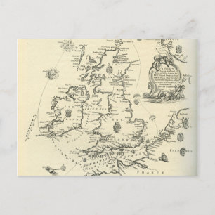 Übersicht über den Verlauf der spanischen Armada Postkarte