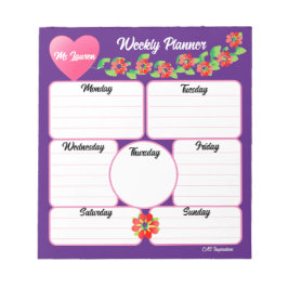 Übersicht über die Blume der lila Wochenplaner Notizblock