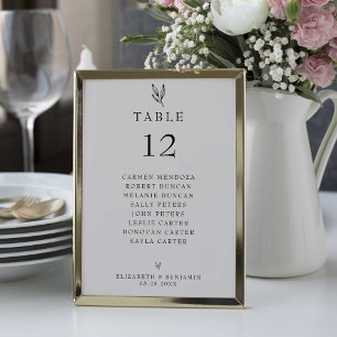 Übersicht über die Hochzeitstiege Minimalistisch Tischnummer