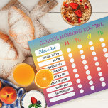 Übersicht über die Routine-Checkliste für Fun Rain Notizblock<br><div class="desc">Passen Sie sich mit der Morgenroutine Ihres Kindes an. Löschen Sie den Farbverlauf, um eine Hintergrundfarbe zu wählen, um Ihren Geschmack Anzug. Für Kinder können Sie Sternaufkleber verwenden, um jeden Kreis zu markieren, während sie sich in der Gewohnheit ihrer Morgenroutine befinden. Fett alle Caps Text leicht für junge Leser zu...</div>