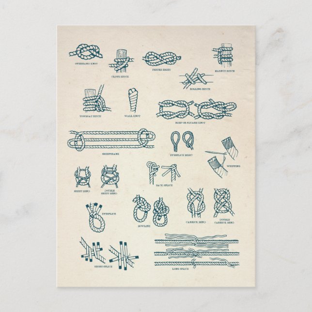 Übersicht über Nautische Knoten und Scheiben Postkarte (Vorderseite)