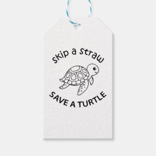 Überspringe einen Strohhalm, rette eine Schildkröt Geschenkanhänger