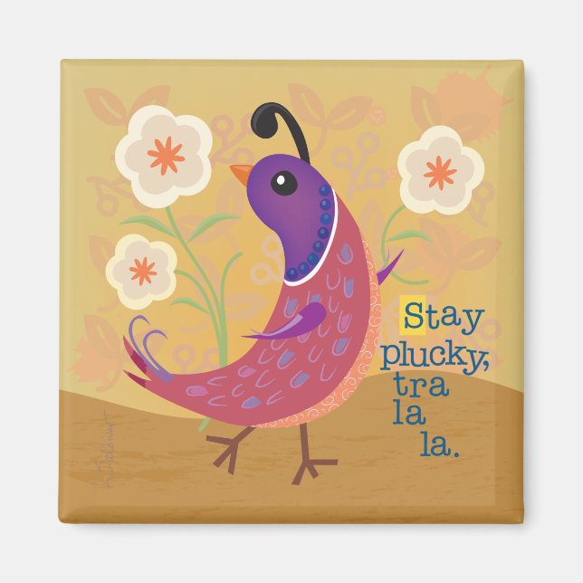 Überspringen Quail mit Blume Magnet (Vorne)