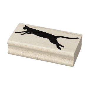überspringende Katzenkunst Silhouette Briefmarke Gummistempel